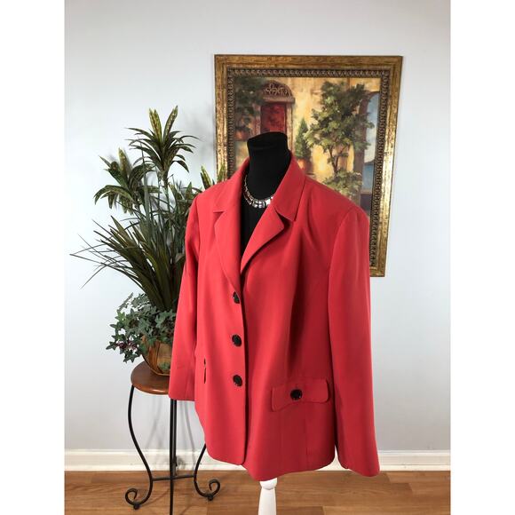 Collection For Le Suit Women Plus 20W Red Lapel Notch Collar 3 Buttons Closure - Picture 2 of 9